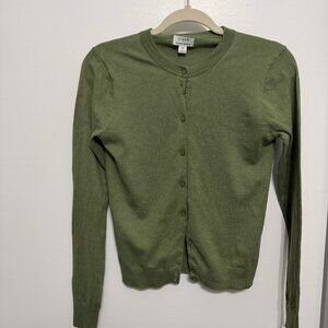 J. Crew Classic Green Cardigan Sweater